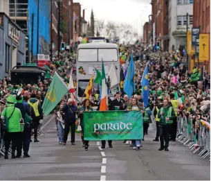  ?? ?? Birmingham’s St Patrick’s Day parade was back after a four-year absence