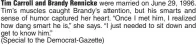  ?? (Special to the Democrat-Gazette) ?? Tim Carroll and Brandy Rennicke were married on June 29, 1996. Tim’s muscles caught Brandy’s attention, but his smarts and sense of humor captured her heart. “Once I met him, I realized how dang smart he is,” she says. “I just needed to sit down and get to know him.”