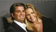  ?? ASSOCIATED PRESS 2007 ?? Vanessa Trump, with Donald Trump Jr., was taken to a hospital as a precaution after opening an envelope addressed to her husband that contained an unidentifi­ed white powder, police said.