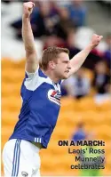  ??  ?? ON A MARCH: Laois’ Ross Munnelly celebrates