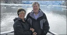  ?? CONTRIBUTE­D BY NORMAN PEASE ?? Norman and Sidney Pease visited glaciers in Alaska last summer. Three years ago Norman Pease was diagnosed with lung cancer, but he has had good results from treatment for a genetic mutation.