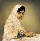  ??  ?? The painting of Malala Yousafzai, by Jonathan Yeo, shows her doing homework.