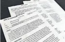  ?? [AP PHOTO] ?? A intelligen­ce memo is photograph­ed in Washington, D.C., on Friday,