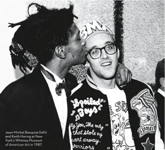 ?? ?? Jean-Michel Basquiat (left) and Keith Haring at New York’s Whitney Museum of American Art in 1987.