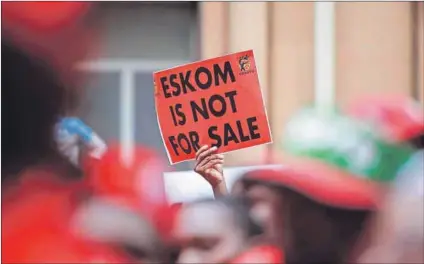  ??  ?? Work force: Labour fears that the unbundling of Eskom into three entitites will result in job losses. Members of Cosatu marched to demand that the budget speech takes their views into account. Photo: Oupa Nkosi