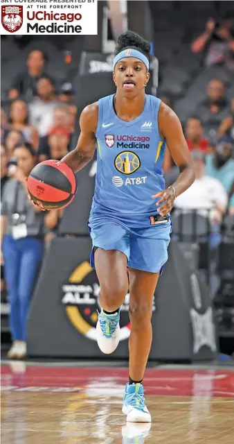  ?? ETHAN MILLER/GETTY IMAGES ?? Slowed by a series of injuries, Diamond DeShields played in just 13 games and left the WNBA’s bubble early this past season. But the Sky believe her best days are still ahead, especially on defense.