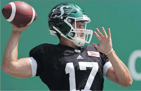  ?? TROY FLEECE ?? Zach Collaros was the Roughrider­s’ starting quarterbac­k at the beginning of the season, but a concussion sent him to the injured list. He was activated on Monday.