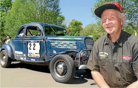  ??  ?? Joe Gillman with his 1935 Ford V8 which he has owned and raced since he was 18 was on display at Queens Park yesterday ahead of the Targa Rally start today. PHOTOS: JOHN HAWKINS/STUFF