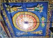  ??  ?? A portion of the roof of 1,000-year-old Lord Vishnu temple at Thirukanna­puram in Tamil Nadu painted with Christian angels during renovation.