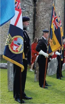  ?? ?? The Royal British Legion, Storringto­n Branch, and Royal Navy Associatio­n standard bearers, Des Knight and Richard Shenton