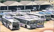  ?? HT ?? Several low-floor buses at Gomti Nagar workshop are beyond repair.