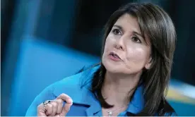  ??  ?? Nikki Haley: one of the few women of color in the Republican party’s senior ranks. Photograph: John Lamparski/Getty Images