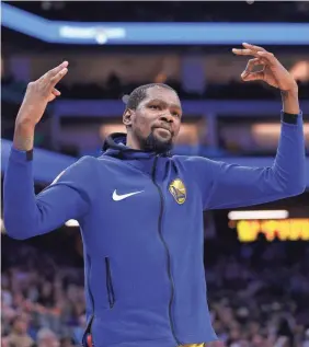  ?? CARY EDMONDSON/USA TODAY SPORTS ?? Warriors forward Kevin Durant says, “It’s cool that people (looked) at us like we’re invincible. ... We’re not superhuman.”