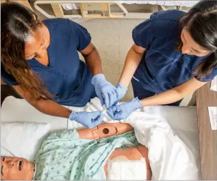  ??  ?? Left: Baptist Health College Little Rock offers students hands-on experience with the latest technology and equipment. Right: Students at Baptist Health College Little Rock gain valuable experience that can lead to a successful career in nursing and...