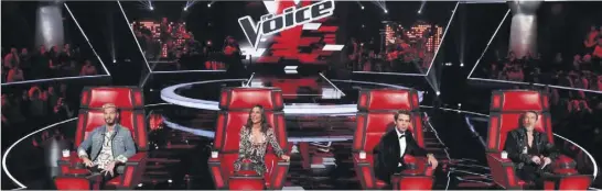  ?? (Photo DR) ?? M. Pokora, Zazie, Mika et Florent Pagny forment le jury de The Voice – saison . Vont-ils se retourner pour choisir la Seynoise Karla ?