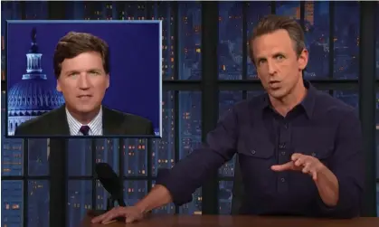  ?? Photograph: Youtube ?? Seth Meyers: ‘Tucker didn’t even get a farewell show. Fox really knows how to disappear someone.’