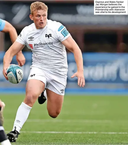  ?? ?? Ospreys and Wales flanker Jac Morgan believes the experience he gained in the Premiershi­p with Aberavon was vital to his developmen­t