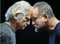  ?? ?? In prova
A sinistra: la scenografi­a del Piccolo Teatro Strehler dove si svolgono le prove di M, in scena dal 25 gennaio; qui sopra: Tommaso Ragno e Massimo Popolizio
(foto Masiar Pasquali); e, a destra: Claudio Longhi, direttore del teatro milanese