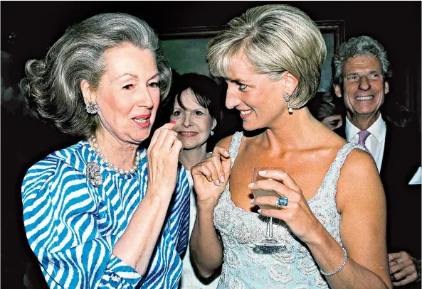  ??  ?? Raine’s relationsh­ip with the Princess improved over the years. Below, with her mother, Dame Barbara Cartland