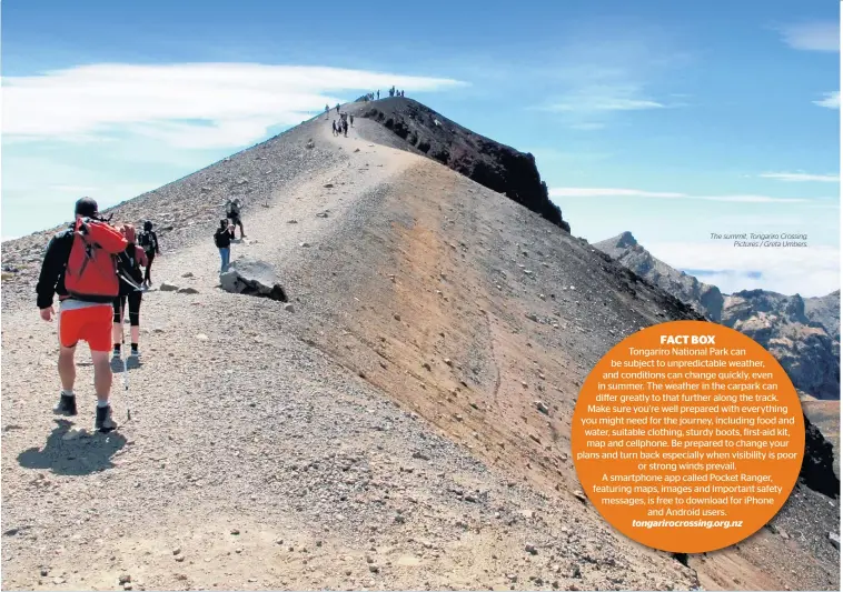  ??  ?? The summit, Tongariro Crossing. Pictures / Greta Umbers.