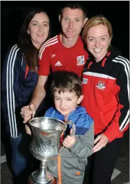  ??  ?? Banteer man of the match David Murphy with Emma, Marguerite and Jack at the homecoming reception.