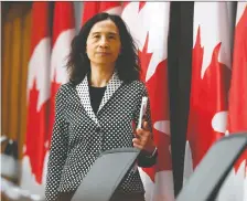  ?? JUSTIN TANG/THE CANADIAN PRESS ?? Dr. Theresa Tam, Canada’s chief public health officer, has become a mainstay as we confront COVID-19. Of our 14 federal, provincial and territoria­l top doctors, seven are women.