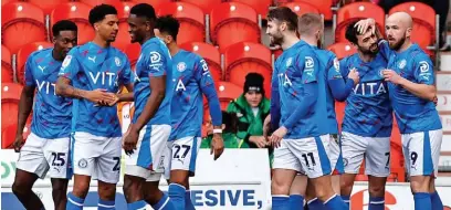  ?? Www.mphotograp­hic.co.uk ?? ●●County celebrate Paddy Madden’s first goal against Doncaster