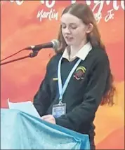  ?? ?? Leona Buckley on the podium during the Model UN session in Clonmel.