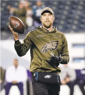  ?? MATT SLOCUM/AP FILE PHOTO ?? The Eagles' Nick Foles will be the starting QB today in his team's game against the Rams. Foles also became the starter a year ago in a game versus the Rams.