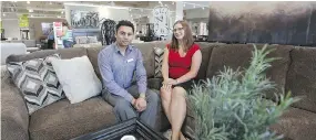  ?? MICHELLE BERG ?? Dufresne sales manager Randeep Singh and store manager Krista Boulding in the Saskatoon store, the furniture and appliance chain’s second in the province.