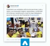  ??  ?? PARTE. EL MINISTRO DE TRABAJO, ROLANDO CASTRO DIJO QUE PRESENTARÁ UNA PROPUESTA DE REFORMA A LA LEY DE PENSIONES.