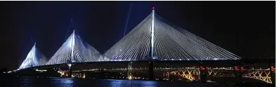  ??  ?? Suspense nearly over: The Queensferr­y Crossing lit up yesterday in the run-up to its opening