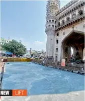  ?? DC ?? Stone flooring is being laid around Charminar as part of the Pedestrian project on Sunday. —