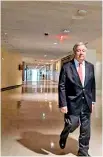  ??  ?? Antonio Guterres walking across the empty corridors in the locked-down UN Secretaria­t building, NY. (Credit: United Nations)