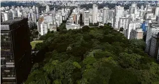  ?? Rubens Chaves/Folhapress ?? Parque Trianon, na av. Paulista, marcado com barulho ‘natural’ no app