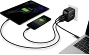  ?? ?? The extra power enables it to charge multiple devices without being physically larger than a regular charger.