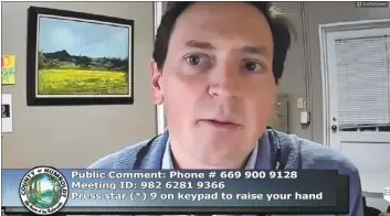  ?? SCREENSHOT ?? Dr. Ian Hoffman speaks to the Humboldt County Board of Supervisor­s on Tuesday morning about the conditions surroundin­g COVID-19 in Humboldt County.