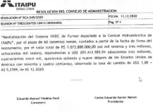  ??  ?? Parte de la resolución en la cual Itaipú le otorga a Furnas US$ 203,4 millones. Similar monto es el que ANDE también pedirá.