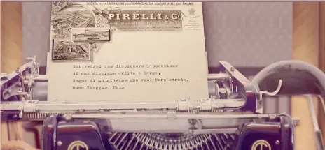  ??  ?? Media company ante litteram. Un frame tratto da “Pirelli, un’italiana nel mondo”, una graphic novel digitale che è una sorta di “company profile 4.0”. Pubblicato sul sito pirelli.com, è una webserie in cinque puntate che rende fruibile il racconto di un'azienda che ha una storia lunga 145 anni. La miniserie è stata prodotta con il supporto dei materiali della Fondazione PIrelli e si arricchirà in futuro di nuove puntate