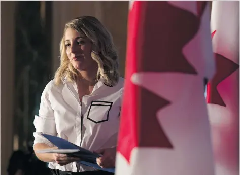  ?? ADRIAN WYLD/THE CANADIAN ?? Heritage Minister Mélanie Joly announced funds for the broadcast system and policies to promote Canadian content.