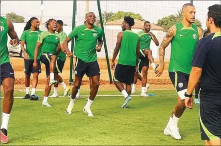  ?? ?? Super Eagles at training yesterday in Bouaké, Côte d’Ivoire ahead of this evening's AFCON 2023 semi final clash with South Africa’s Bafana Bafana
