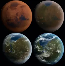  ??  ?? Right: One day it may be possible to engineer Mars’ climate to be more hospitable