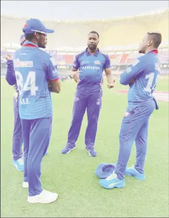  ??  ?? West Indies T20 captain Kieron Pollard, second from right, will be eager to use this series as a build up towards next year’s T20 World Cup title defence.