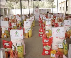  ?? KUNA photo ?? The food parcels distribute­d to the war-stricken Yemenis by Kuwait Relief Society.