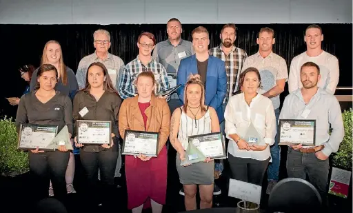  ??  ?? The winners and placegette­rs of the South Taranaki Youth to Work Awards.