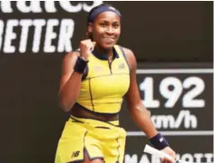  ?? ?? Coco Gauff after beating Alycia Parks at the Australian Open