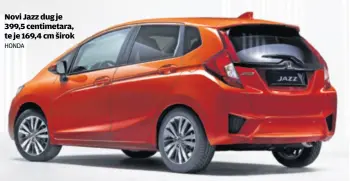  ?? Honda ?? Novi Jazz dug je 399,5 centimetar­a, te je 169,4 cm širok
Hondin gradski adut u novom je izdanju dobio i brojne napredne sigurnosne sustave