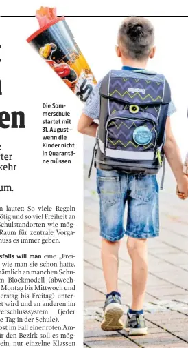  ??  ?? Die Sommerschu­le startet mit 31. August – wenn die Kinder nicht in Quarantäne müssen