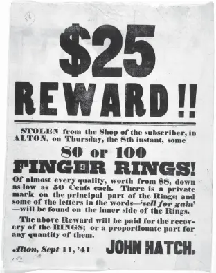  ?? (Library of Congress) ?? ‘THE FEELING of despair from recovering one’s objects, of course, is subject to the experience of the victim’: From ‘Alton,’ September 11, 1841.