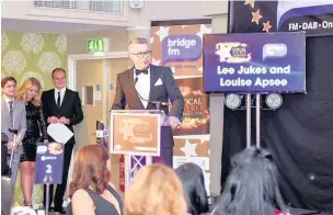  ??  ?? Bridge FM breakfast show host Lee Jukes hosted the awards at the Heronston Hotel